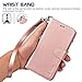 Arae Case for iPhone 11 Wallet Case Cover with Card Holder PU Leather with Wrist Strap and [4-Slots] ID&Credit Cards Pocket for iPhone 11 6.1 inch - Rosegold