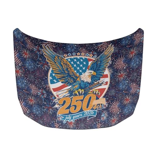 Image of Hood Cover Protector for Car,Stretchable Auto Hood Wrap Blankets,USA 250th Birthday Print Waterproof Automotive Accessories for SUV Sedans Trucks (59x39 inches)