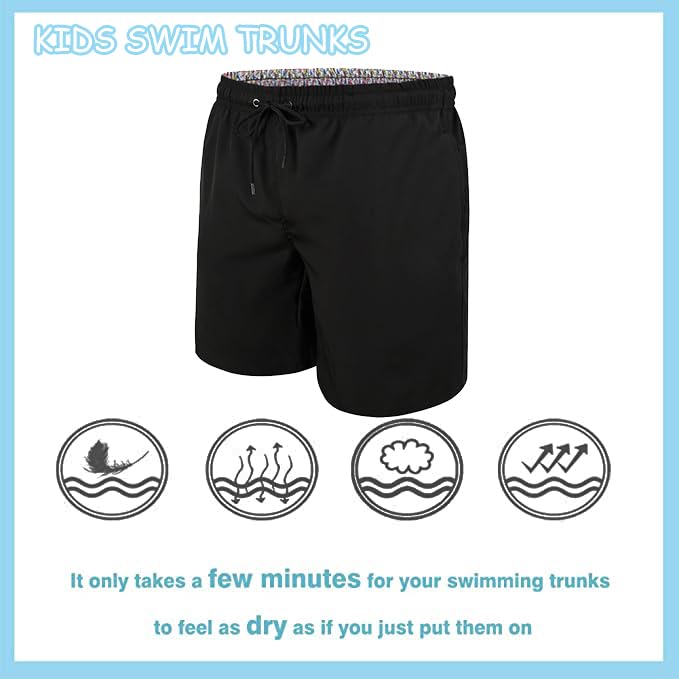 SNOW DREAMS 3 Pack Boys Swim Trunks Kid Bathing Suit Quick Dry Board Shorts with Mesh Lining3