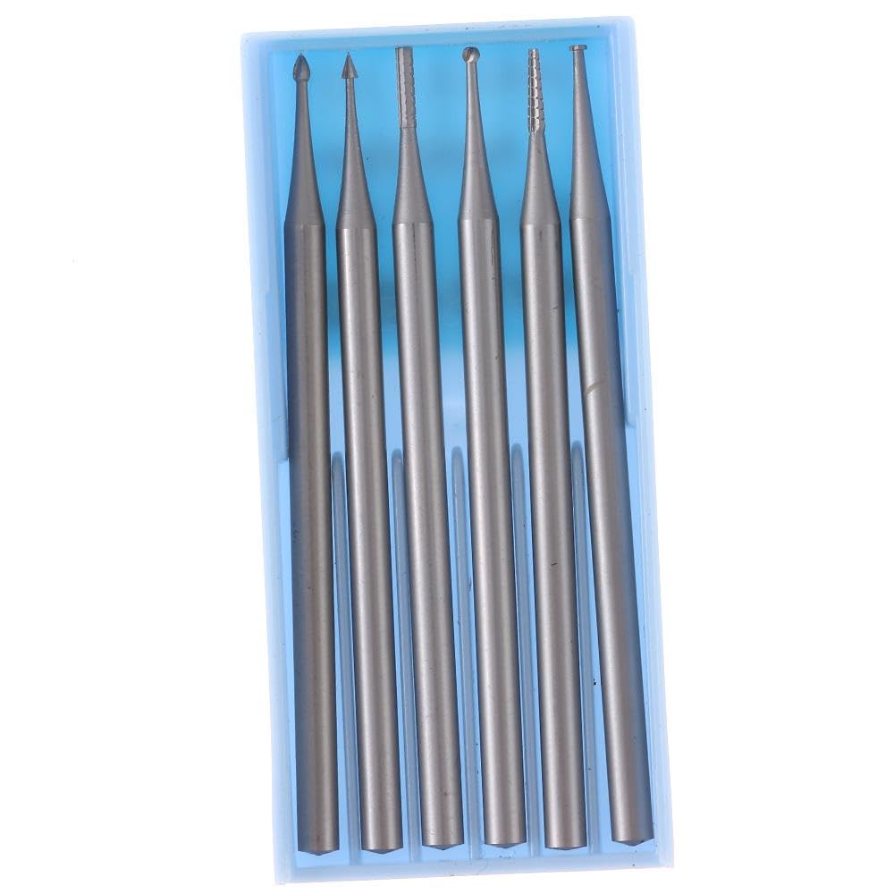 HOBBYIN Die Grinder Drill 6 PCS DIY Polishing 2.35mm Shank Carbide Rotary Burrs Industry 1MM Engraving Drill Bits Woodworking