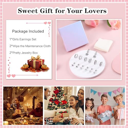 Image of Hypoallergenic Earrings for Girls Women Surgical Stainless Steel Screw Back Earrings Hoop Earring for Sensitive Ears Cute Kids Toddler Earring Jewelry