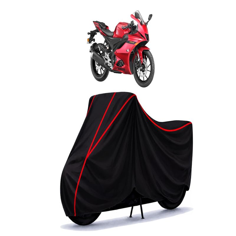 Image of YZF R15 v2.0 Street Water Resistant Bike Cover for All Motorcycles & Rain | Heavy Duty Taffeta Fabric | UV Protection, Dustproof, Scratchproof | All Weather Two Wheeler Body Cover with Elastic Bottom