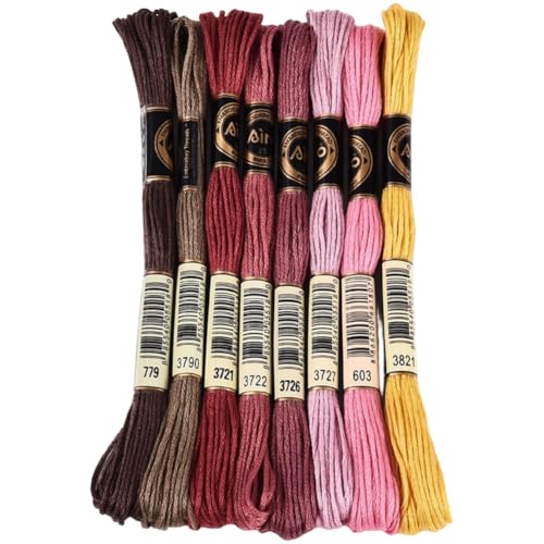 Image of 8 Skeins 70 Yards Dark Pink Embroidery Floss for Jewelry Knitting