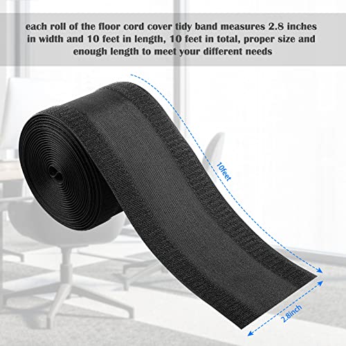 Cubierta para cables de piso Syhood, 2,8 pulgadas x 10 pies, color negro | Diseño adhesivo con velcro, protector de cables para alfombra, gestión de cables en piso, previene tropiezos, ideal para oficinas con alfombra miniatura 2