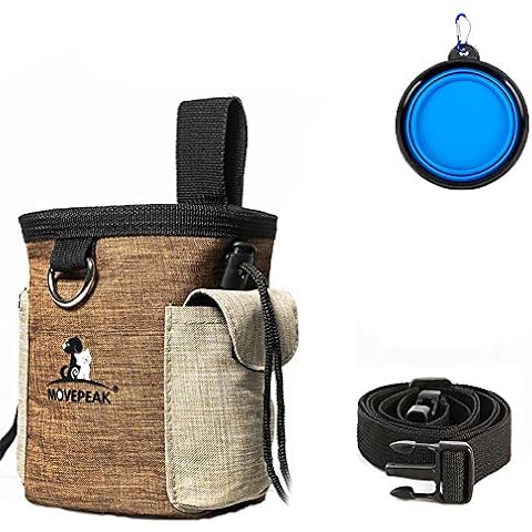 Enkarl Dog Treat Pouch, Dog Treat Bag with Dog Bowl for Training Small to Large Dogs, Easily Carries Pet Toys, Kibble, Treats (Coffee) Cover