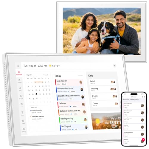 Image of Akimart 10.1 inch Digital Calendar & Chore Chart, Smart Touchscreen Interactive Display for Family Schedules, Digital Photo Frame Functon, Wall & Desk Mountable, Great for Organizing Your 2026 Calendar