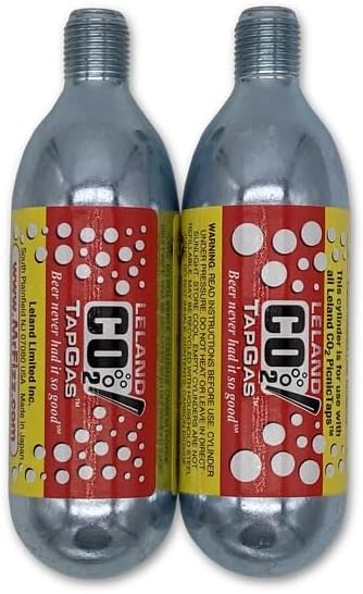 Leland CO2 Beverage Cartridge, 74 gram, 5/8" Threaded, Disposable, 2-Pack