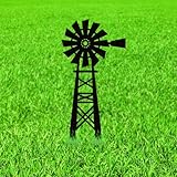 WADORN Windmill Decorative Silhouette Garden Stakes, Metal Windmill Stakes Statues Ornaments Lovers Gifts Yard Art Black Silhouette Yard Outside Decor for Backyard Patio, 6.3x14.2 Inch