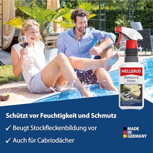 MELLERUD Markisen & Polster Imprägnierung | 1 x 0,5 l | Effizientes Mittel zum Schutz vor Feuchtigkeit und Schmutz von Textilien im Außenbereich