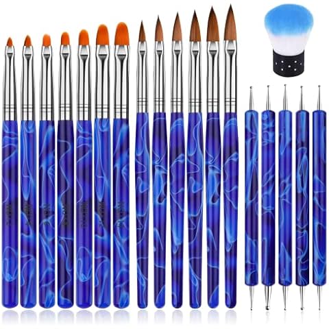 EBANKU 19 PCS Pinsel für Gelnägel, Nägel Pinsel NäGel Pinselset Professional Acryl Pinsel FüR NäGel Gel NäGel Malerei Zeichnen Werkzeuge Tragbar GelnäGel ZubehöR Cover