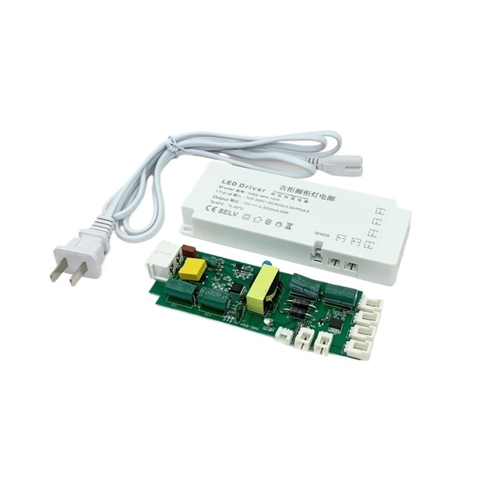 PWANUIGTE LED Ultra-Thin Wardrobe Dedicated Power Supply 12V 24V Interface Induction Switch line Light with Cabinet Transformer(DC12V 36W)