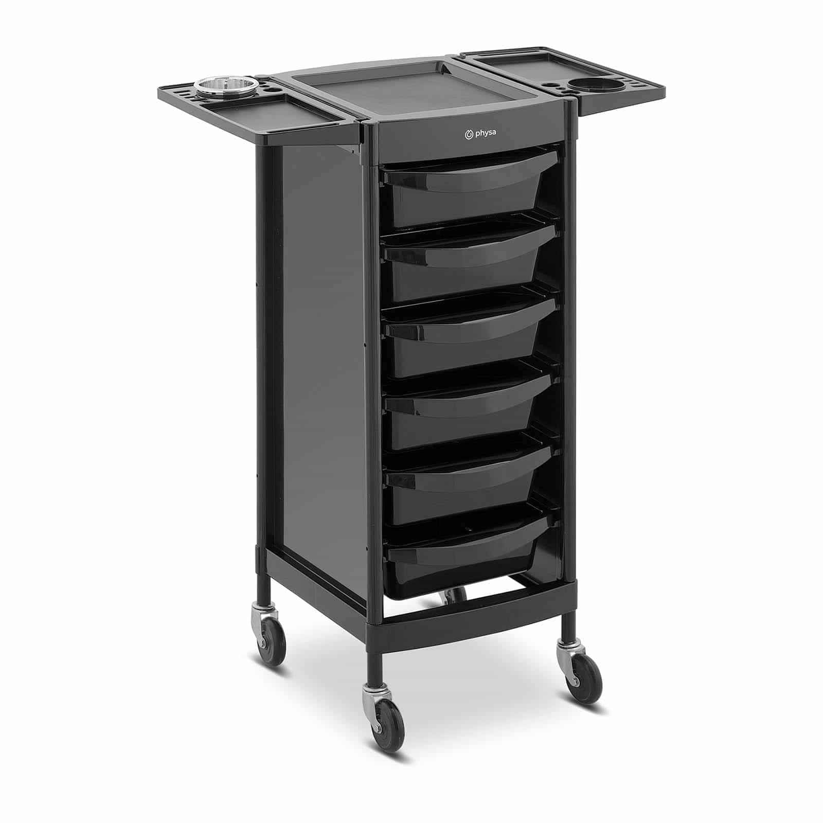 physa PHYSA-RR-13 Hair Salon Trolley 10 kg 6 drawers hairdryer holder black hairdressing trolley work trolley hairdresser