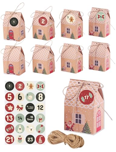 Paquete de 40 Caja de Regalo para Fiesta de Navidad Caja Calendario Adviento Rellenable para Caramelos Galletas...