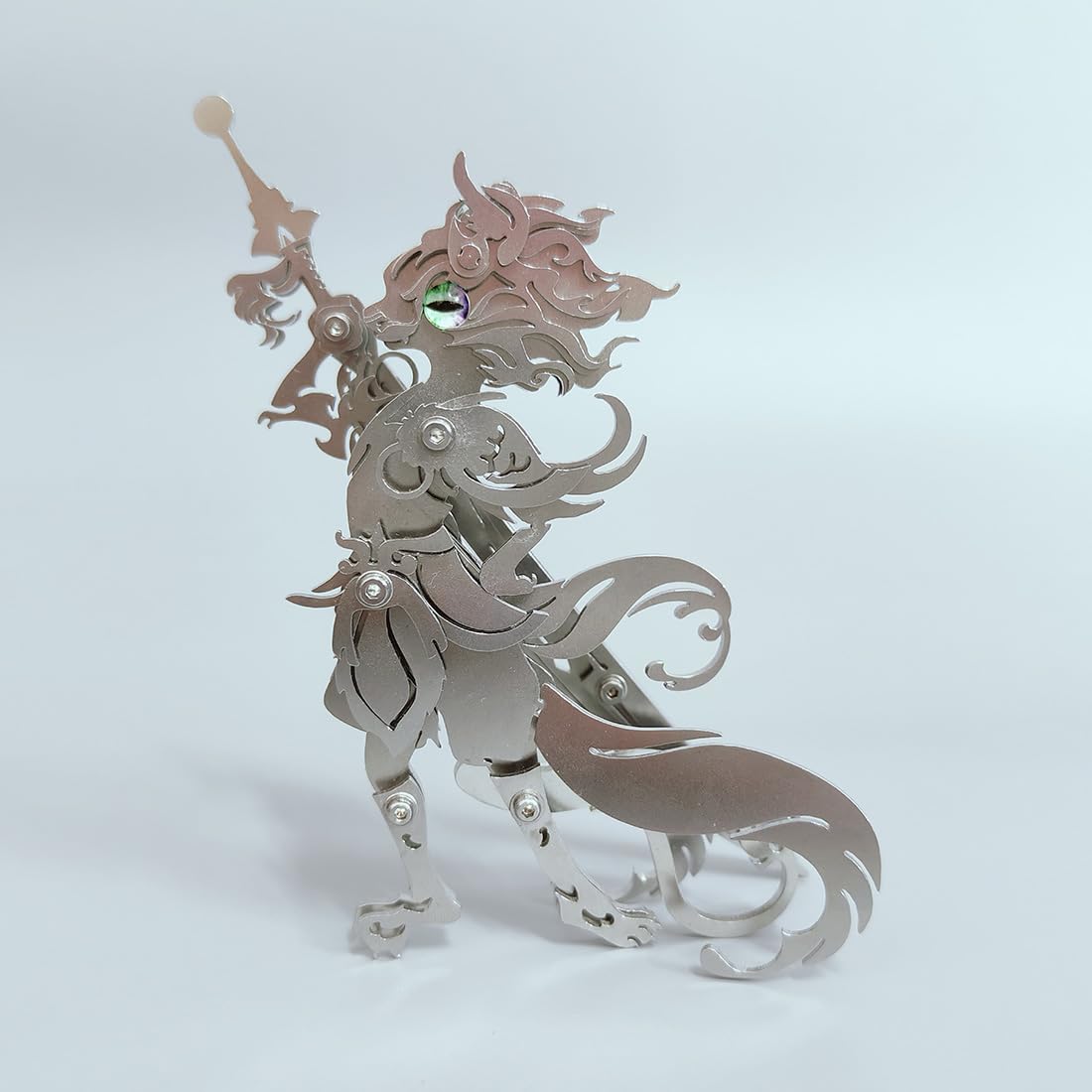 Puzzle 3D de metal de animales, juego de rompecabezas, 76 piezas, modelo de gato de metal, corte láser 3D, modelo steampunk, coleccionable para adultos con herramientas (plata)