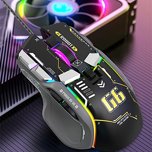 Image of LJFLYXRI Ergonomic Gaming Mouse - Customizable, Comfortable, and Precision-Driven, Wired RGB Gamer Mouse with 10 Programmable Buttons for Ultimate Gaming Experience (Black)