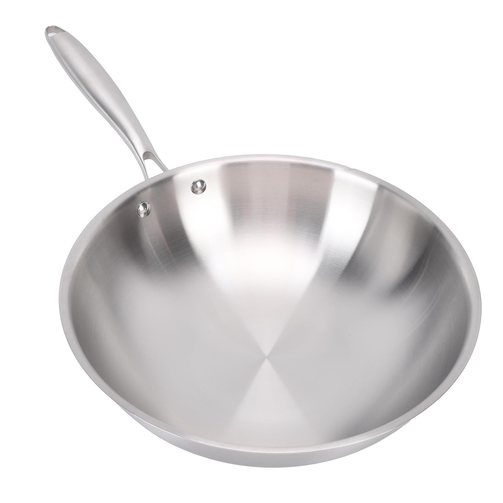 Cocoarm Wok de Acero Inoxidable, Acero Inoxidable 304 de Grado Alimentario con Núcleo de Aluminio para un Calentamiento Rápido y Uniforme, Compatible con Inducción, Apto para (34CM)