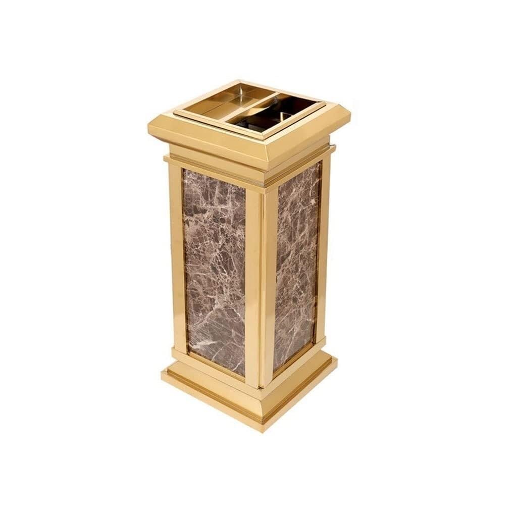 Stainless Steel Trash Can with Ashtray | Outdoor Cigarette Butt Trash Can | Vertical Design