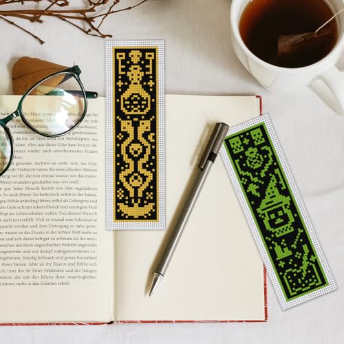Image of INFUNLY 6pcs Magic DIY Cross Stitch Bookmark Kits 8''x2.4'' Divination Bookmark Making Kits with Instruction Inspirational Embroidery Bookmark Set DIY Needlepoint Bookmark Kit for Gifts