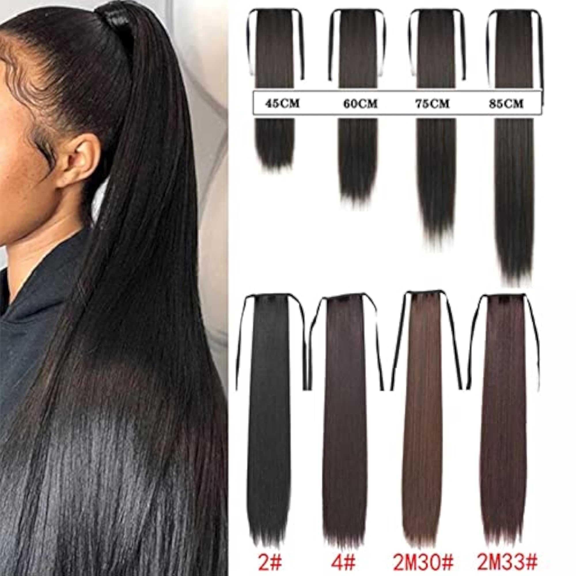 Wrap Around Straight Drawstring Ponytail Extension for Women