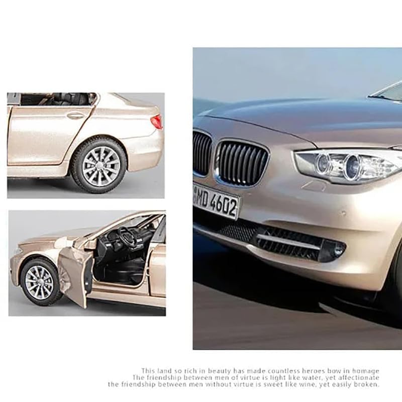 Image of Kids Model 1:32 BM 535I Die Cast Metal Car Pull Back Action Opening Doors with Realistic Engine Sound Lights Toy Car Gift for Boys - Gold