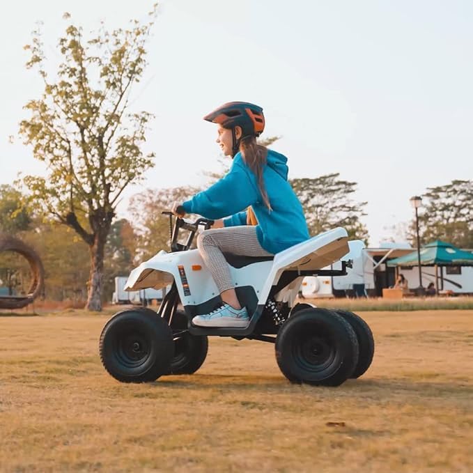 Children's Electric Mini Quad ATV - 2 Speed - App Supports - Disc Brakes - 36V Electric 4-Wheeler (White)