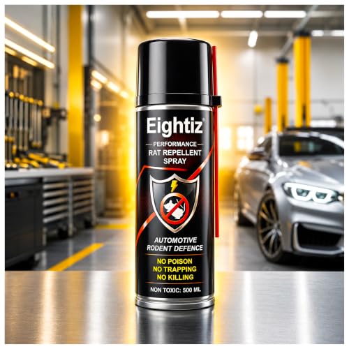 Image of Eightiz Rat Repellent Spray for Cars, Bikes, Computer No Mask Required, No Trapping Protect Wires in Car Bike Computer No Poisoning,No Killing, Unique Natural Active Ingredients 500 ml.