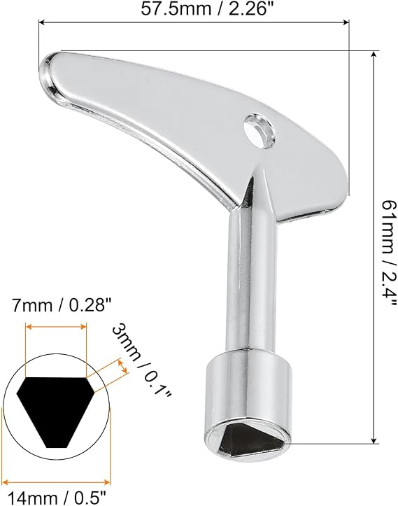 PATIKIL Triangle Spanner Key, Triangular Utility Service Keys Socket Universal Lock Keys for Gas Electric Elevator Lift Door Lock