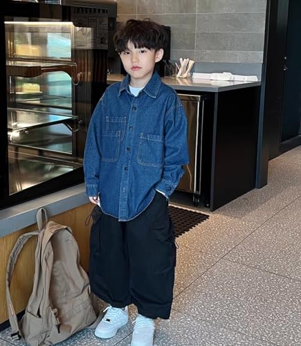 Boys Baggy Cargo Pants Casual Loose Fit Parachute Pant Fashion Harem Joggers Sweatpants with Pockets 13-14 Years 12 Black4