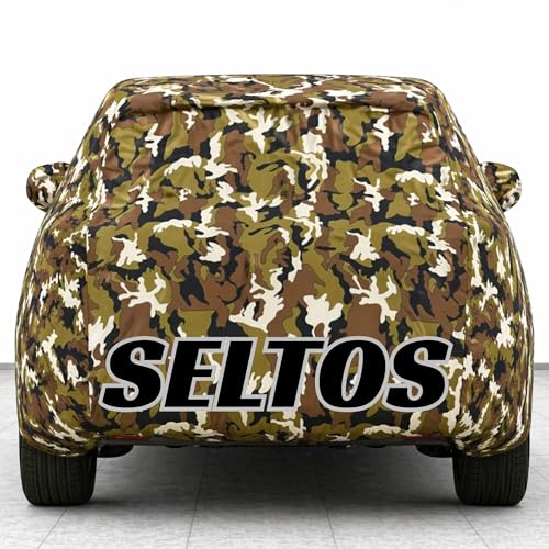 Image of Kings of Cover New Jungle 100% Waterproof Seltos Car Cover | Polyester Car Body Cover for Rain & Sun | UV Protection, Dustproof, Scratch Resistant, Windproof, Heat Resistant, Custom Fit