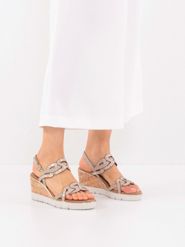 Tamaris 1-28355-42 Damessandalen met sleehak, Almond, 39 EU