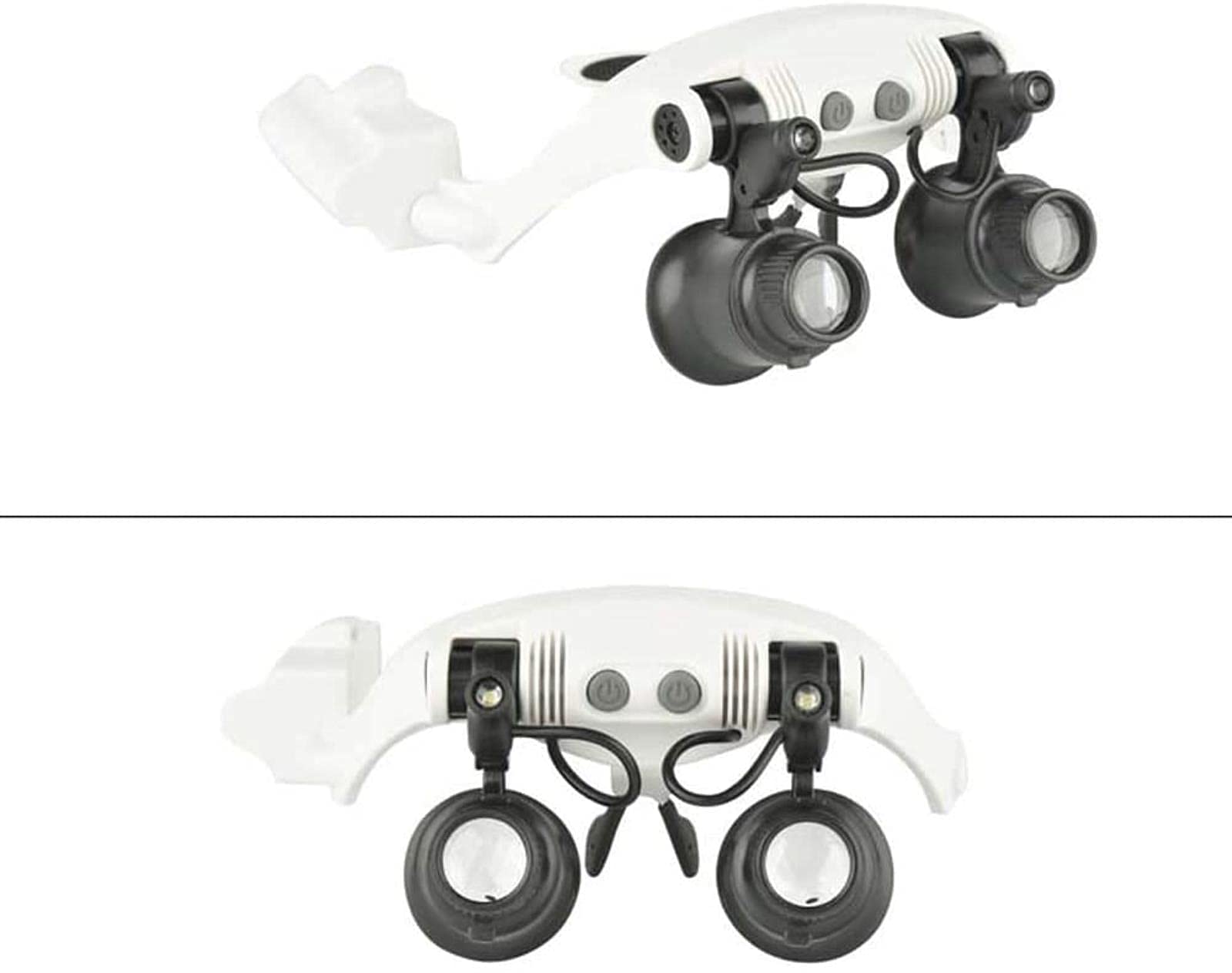 Lupa portátil Lupa de Montaje en Cabeza, Lupa de Diadema Lupas Intercambiables con 2 Luces LED 4 Lentes Desmontables para, Lectura, reparación electrónica de Relojes