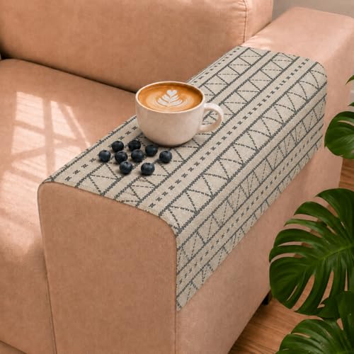 Image of STITCHNEST 'Nomad Weave Collection' Sofa Armrest Cover | Elegant Jacquard Fabric, Washable & Durable for Modern Living (18 x 22 Inches) 35