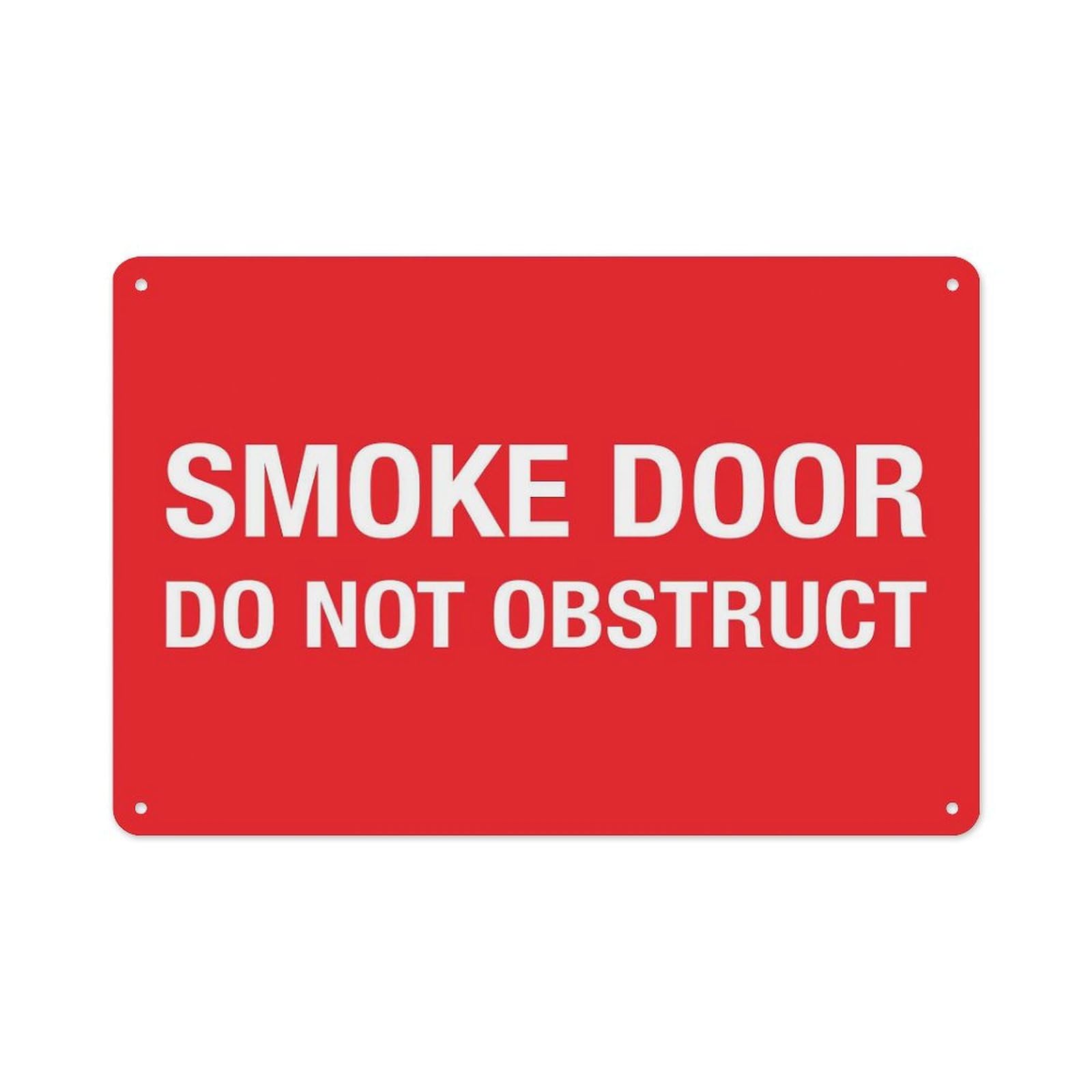 peiyeety Smoke Door DoObstruct Sign Aluminum Tin Warning Signs For Home Outdoor Garden 8X12 Inches