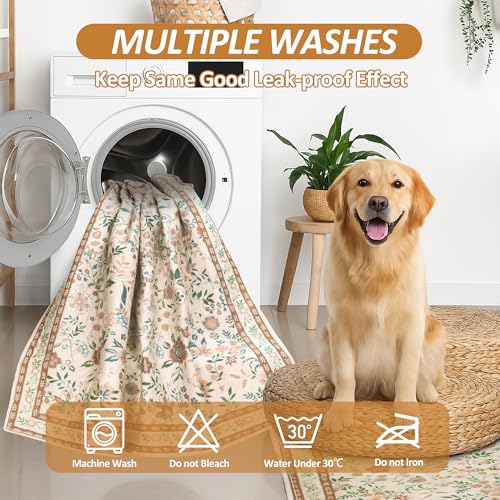 Image of Washable Pee Pads for Dogs, 2 Pack Super Absorbent Reusable Puppy Pads with Colorful Flowers Patterns for Potty Training, Floor, Couch, Bed, and Crate,36 inchx 48 inch