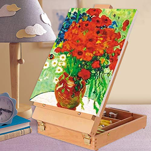 image for Miratuso Tabletop Art Easel for Painting, Premium Wooden Sketchbox, Po