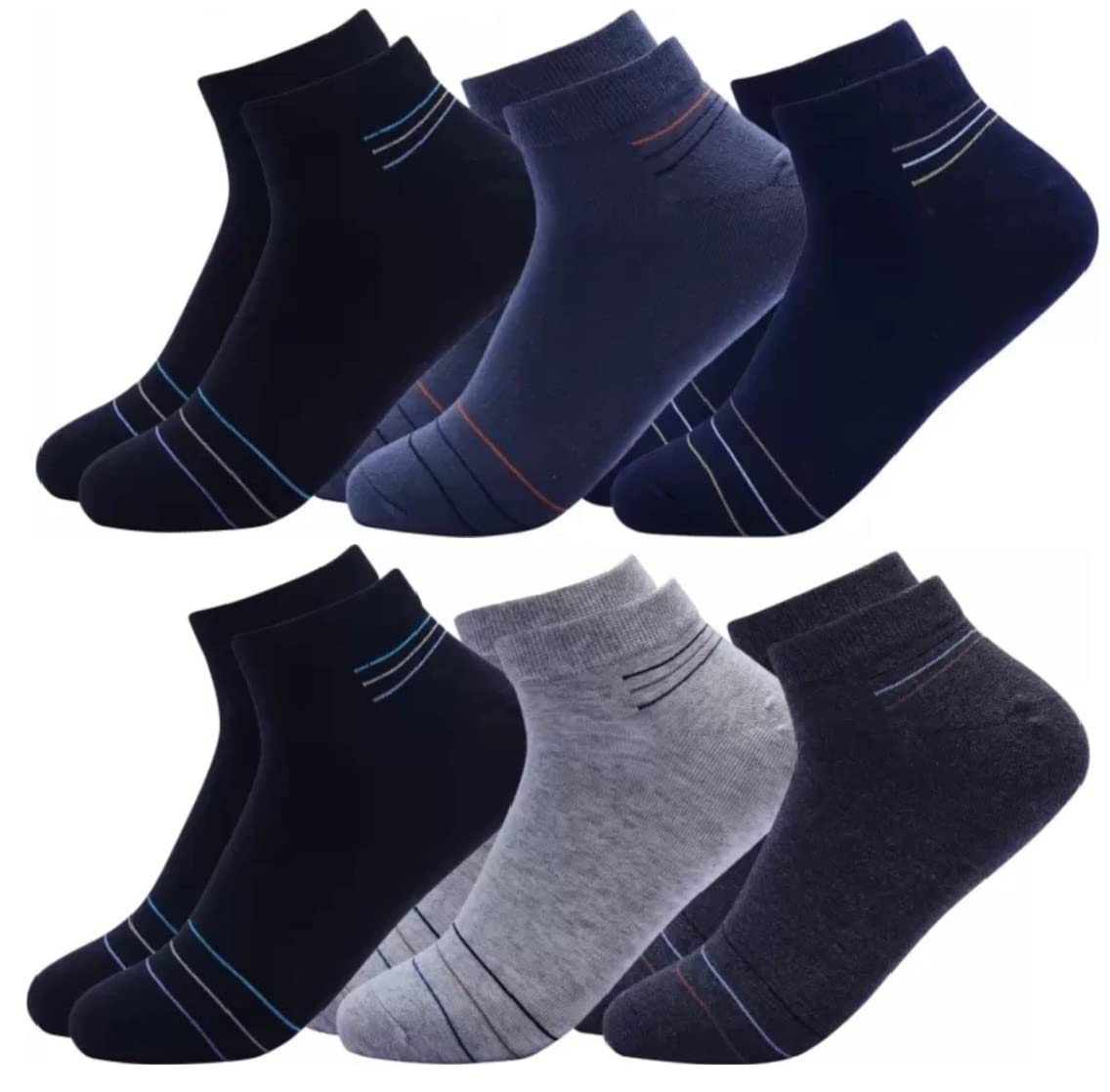 Socks for Men Premium Unique Sports Ankle Length Socks with Thick Cotton Cushion Multi-Purpose, Extra durable Multicolor Socks (Pack of 6)-image-26
