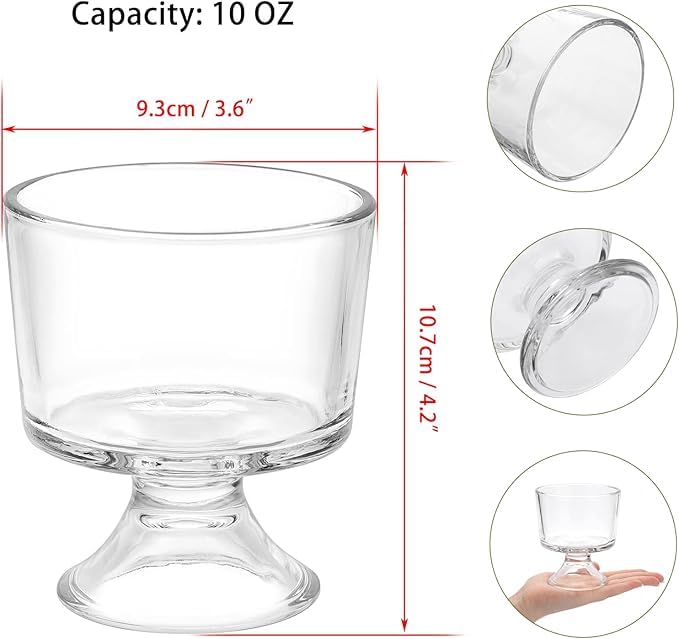 Image of PrimeWorld Glass Dessert Bowls Set of 6-300 ml | Cute Footed Dessert Cups for Ice Cream, Trifle, Fruit, Pudding, Sundae & Snacks | Elegant Glassware for Parties & Home Use