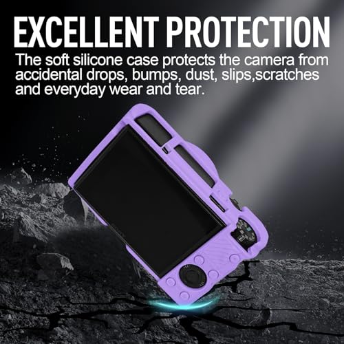 Image of Easy Hood Case for Sony DSC-RX100 IV V VI VII DSLR Camera, Silicone Camera Case Lightweight Soft Carrying Cover with Removable Lens Cover (Purple)