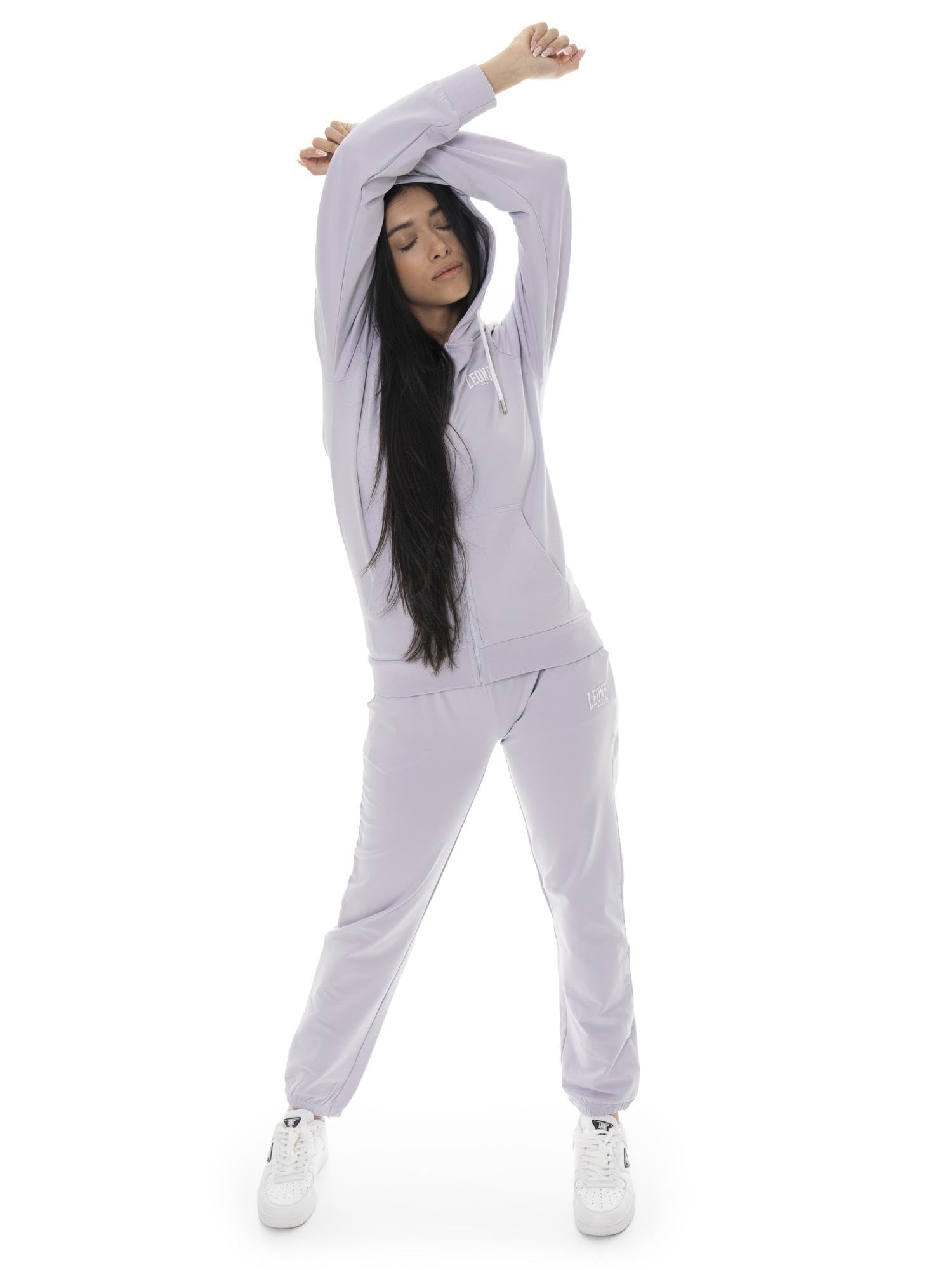 Tuta da donna in cotone non felpato con cappuccio e zip Leone Basic