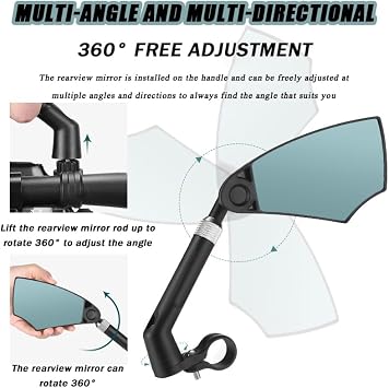 2Pcs Bicycle Mirror for Diamondback Bicycles Haanjo EXP Bicycles Haanjo Tero, 360Adjustable Bike Mirror Handlebar Mount Wide Angle Shockproof Convex Bike Rear View Mirror