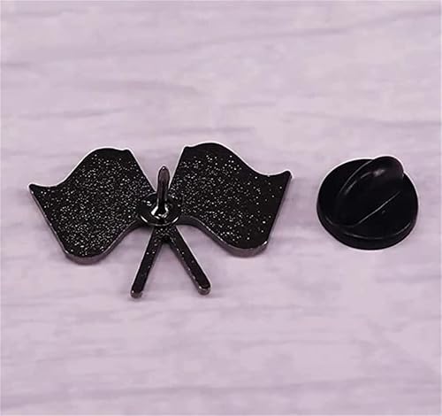 Miniatura 6 de Bandera de carreras Esmalte Pin Blanco y Negro Tablero de Ajedrez Insignia Ropa Sombreros Bolsas Decoración, Metal, No es una piedra preciosa