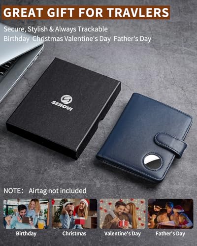 Image of Passport Holder for Travel with AirTag Holder- Leather RFID Blocking Travel accessories with 5 Cards Slot&1ID Window,Magnetic Closure,Gift Box(Air Tag Not Included)