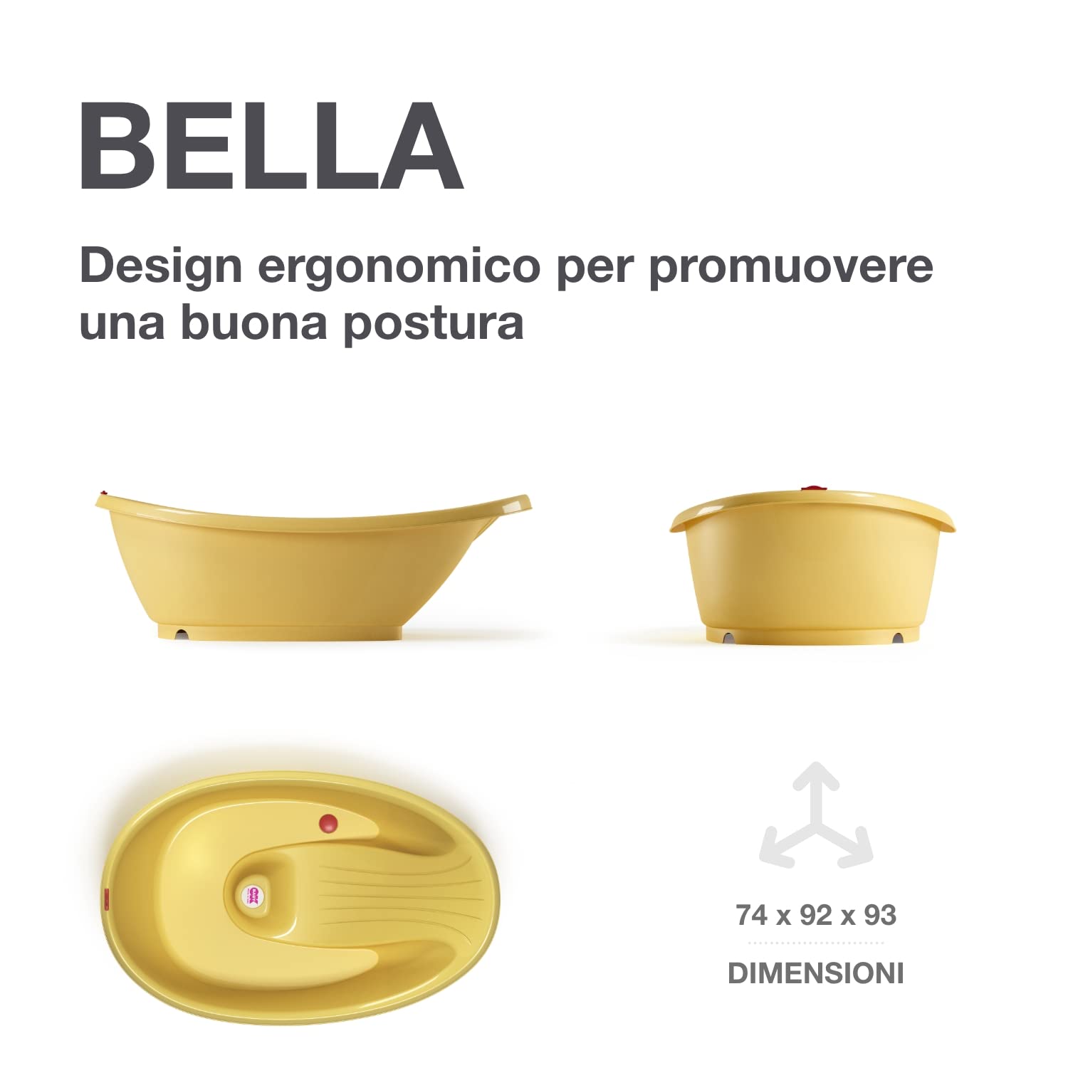 OKBABY Kit Vaschetta Bella e Cavalletto di Supporto per il Bagnetto del Neonato, 0-12 Mesi, Vaschetta Gialla