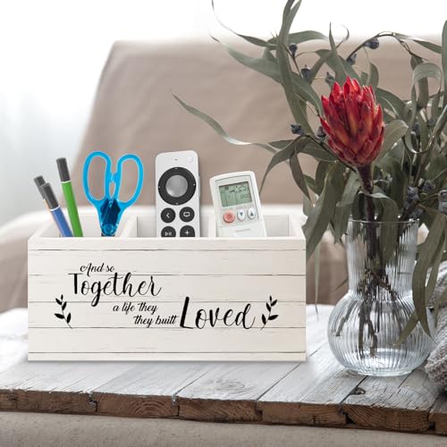 Image of and So Together They Built a Life They Loved Makeup Brush Toothbrush Holder Organizer, Anniversary Wedding Couples Gifts Wooden Pen Pencil Holder for Home Office Desk Accessories