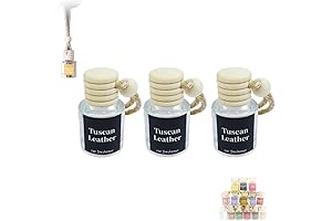 Tuscan Leather Car Hanging Essential Oil Diffuser Set