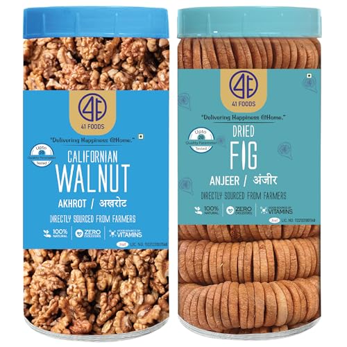Image of 41 Foods Premium Dry Fruits Combo of Walnuts and Figs | Pack of 2 | 200g Each | 400g