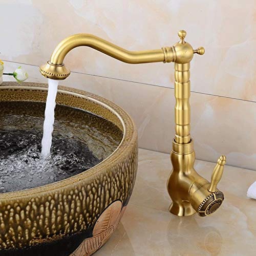 Mitigeur continental antique en cuivre avec bec rotatif