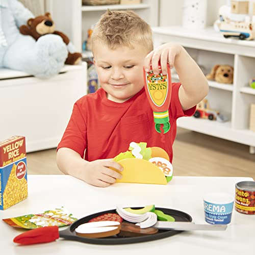 Melissa & Doug Fill & Fold Taco & Tortilla Set, 43 Pieces – Sliceable Wooden Mexican Play Food, Skillet, And More - Pretend Play Kitchen Toy For Kids Ages 3+ #TOP4