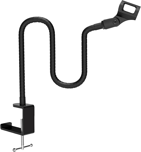 Miniatura 1 de Microphone Desk  Flexible Boom Arm, Non-Slip Pad Holder with Clip, Adjustable Feature for Stable Support, Microphone Accessory for Podcast, Singing,