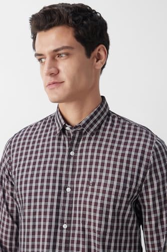 Image of Peter England Men's Slim Fit Full Sleeve Checkered Casual Shirt | 100% Cotton | Premium Twill Weave